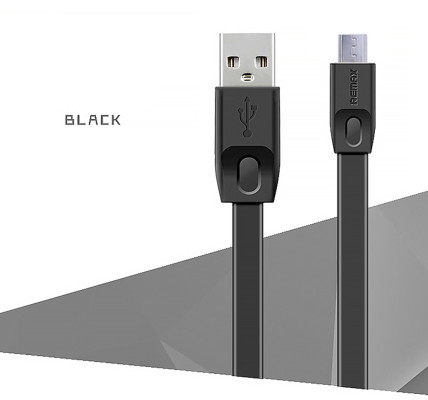 Добави още лукс USB кабели Луксозен Micro USB кабел тип лента 2 метра Remax Fast charge черен